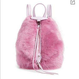 Rebecca Minkoff fuzzy pink mini backpack